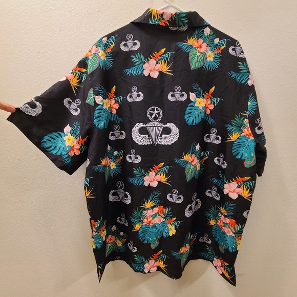 Master Parachutist Badge Hawaiian Shirt Button Up Mens Extra Large XL Loose Fit - Picture 2 of 7